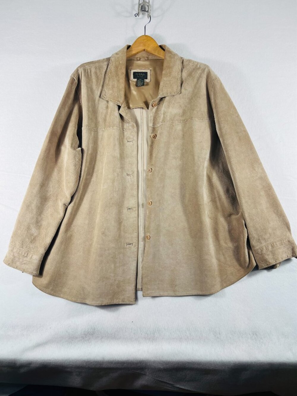 Outfit JPR Woman 2X Genuine Suede Leather Shirt Jacket Taupe Boho Western